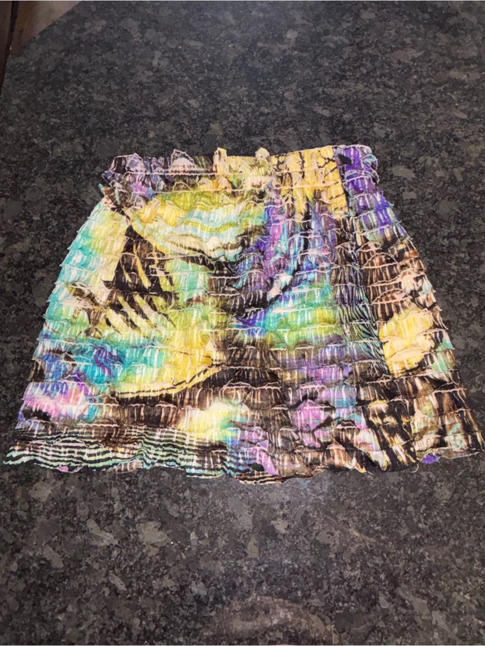 Xhilaration Multicolor Smocked Mini Skirt - Yellow, Purple, Teal, Brown